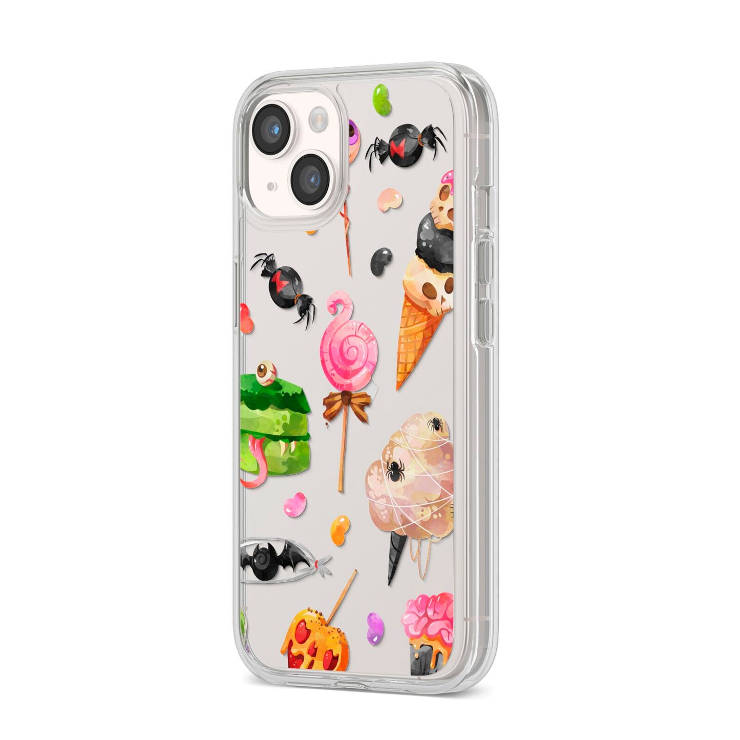 Halloween Cakes and Candy iPhone 14 Clear Tough Case Starlight Angled Image
