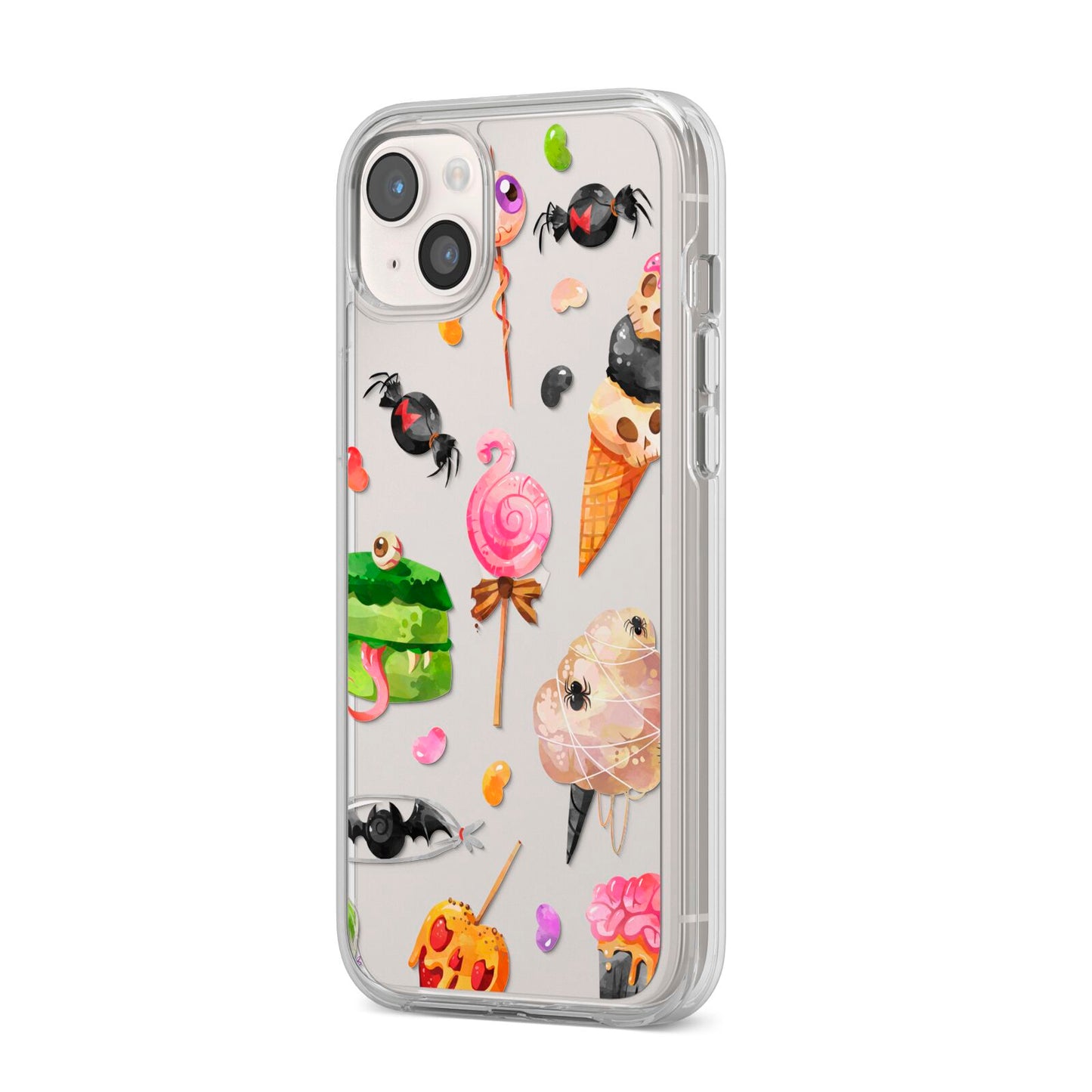 Halloween Cakes and Candy iPhone 14 Plus Clear Tough Case Starlight Angled Image