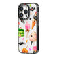 Halloween Cakes and Candy iPhone 14 Pro Black Impact Case Side Angle on Silver phone