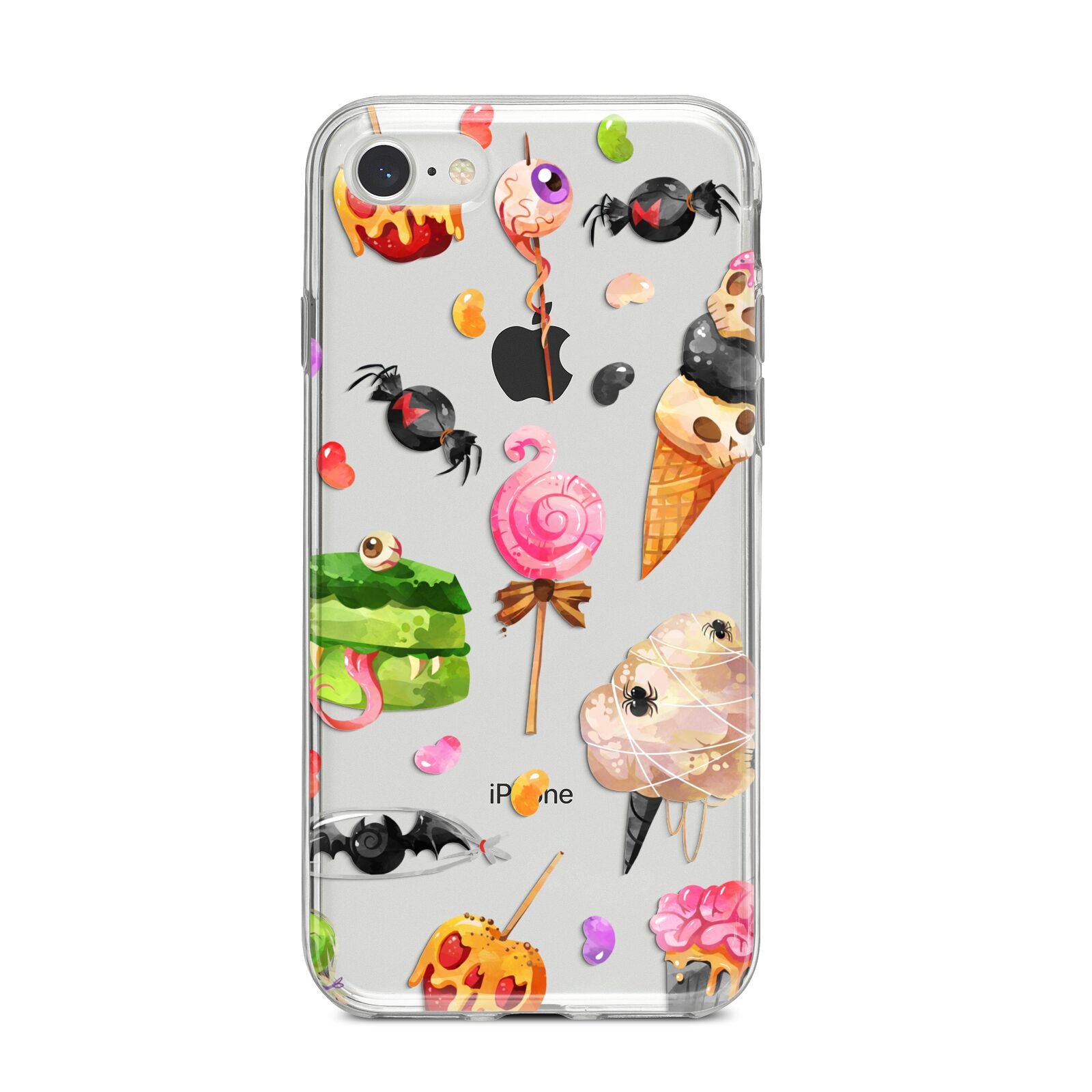 Halloween Cakes and Candy iPhone 8 Bumper Case on Silver iPhone
