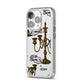 Halloween Candelabra Custom iPhone 14 Pro Clear Tough Case Silver Angled Image