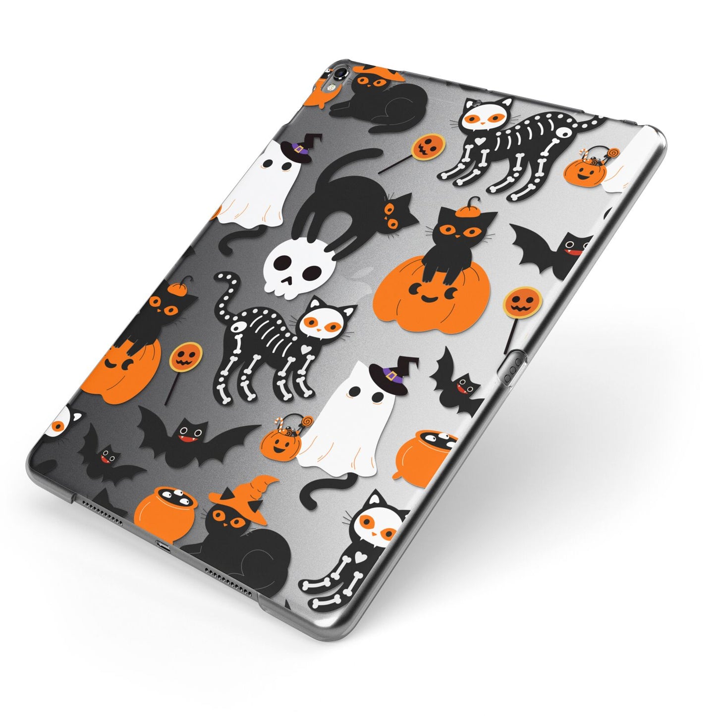 Halloween Cats Apple iPad Case on Grey iPad Side View