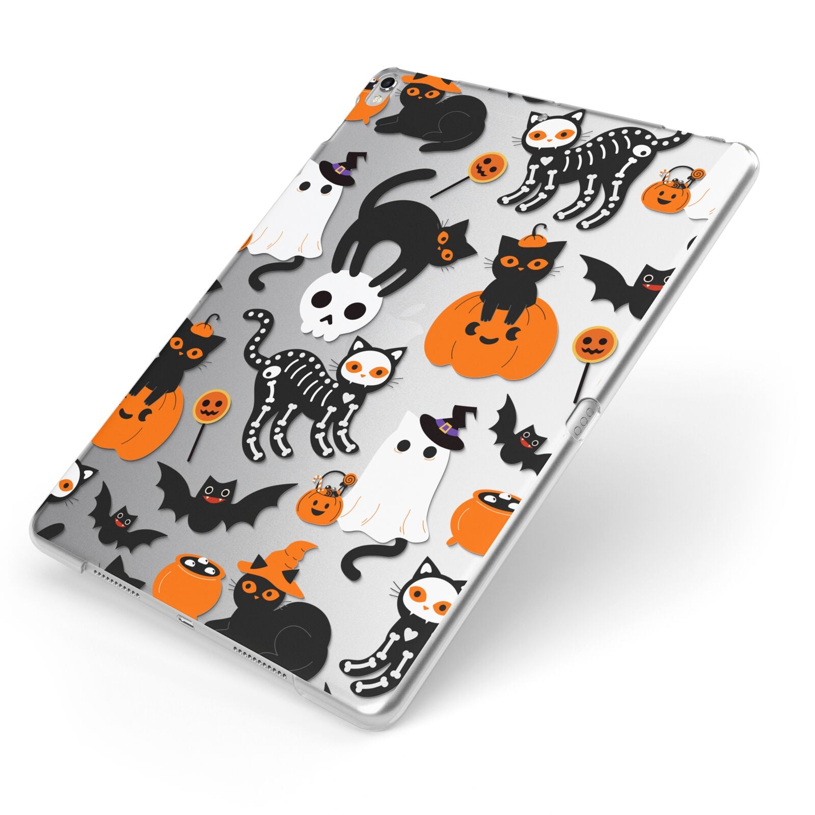Halloween Cats Apple iPad Case on Silver iPad Side View