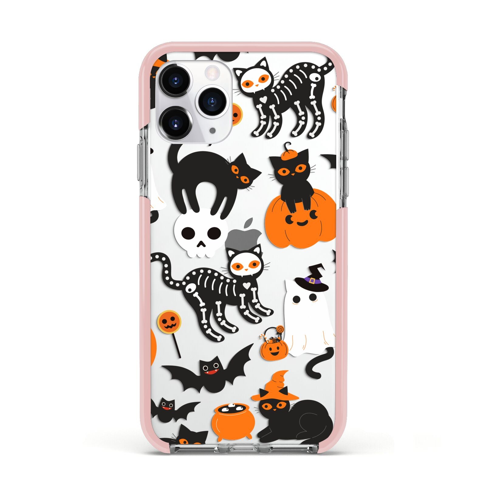 Halloween Cats Apple iPhone 11 Pro in Silver with Pink Impact Case