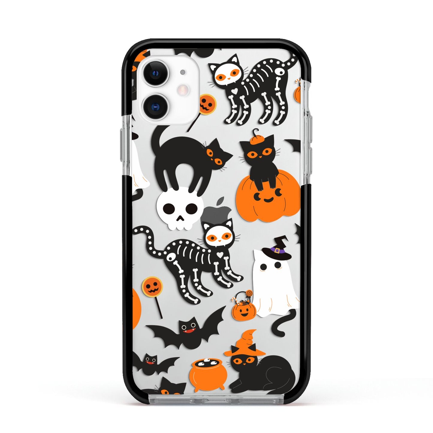 Halloween Cats Apple iPhone 11 in White with Black Impact Case