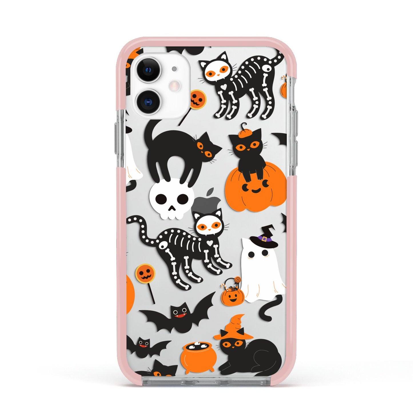 Halloween Cats Apple iPhone 11 in White with Pink Impact Case