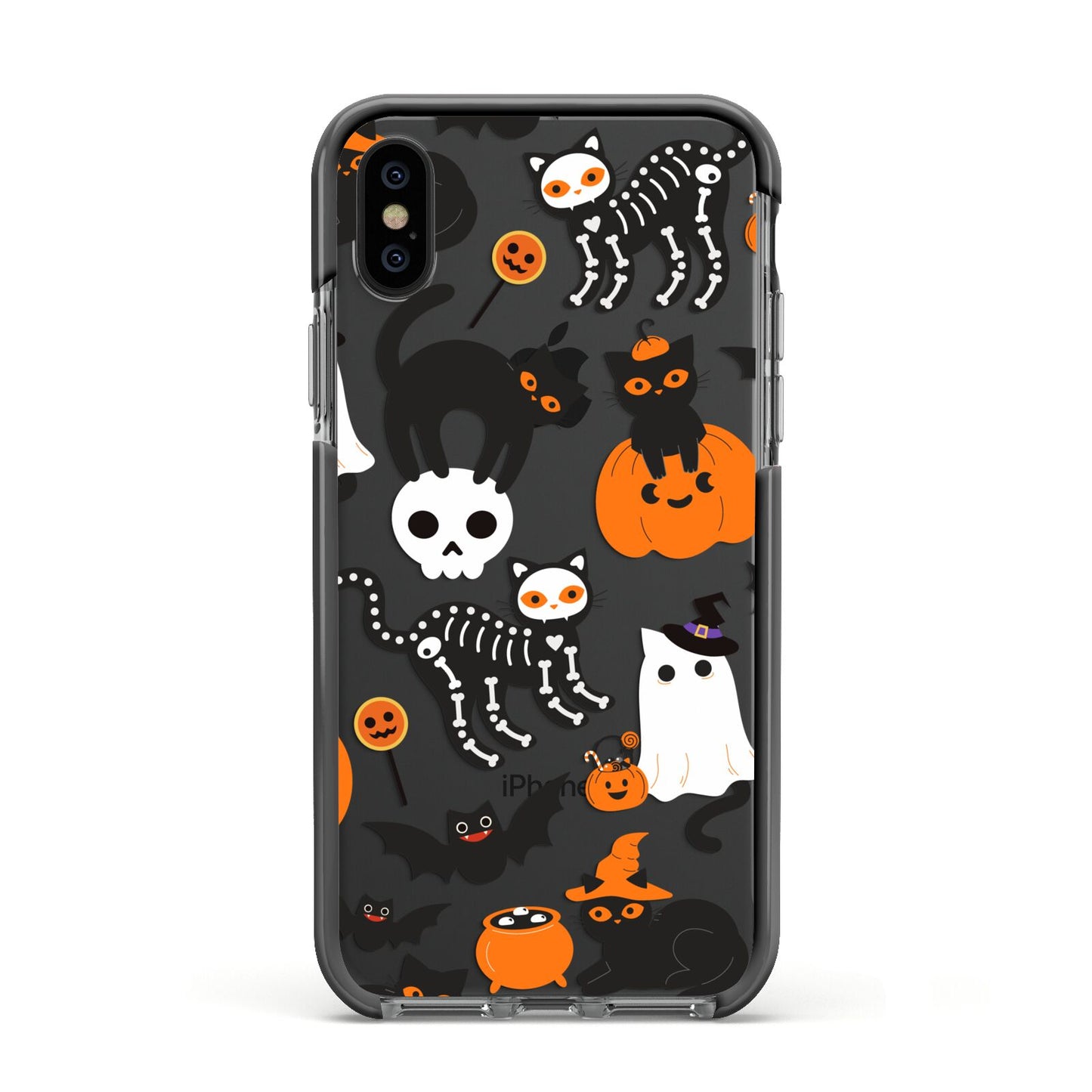 Halloween Cats Apple iPhone Xs Impact Case Black Edge on Black Phone