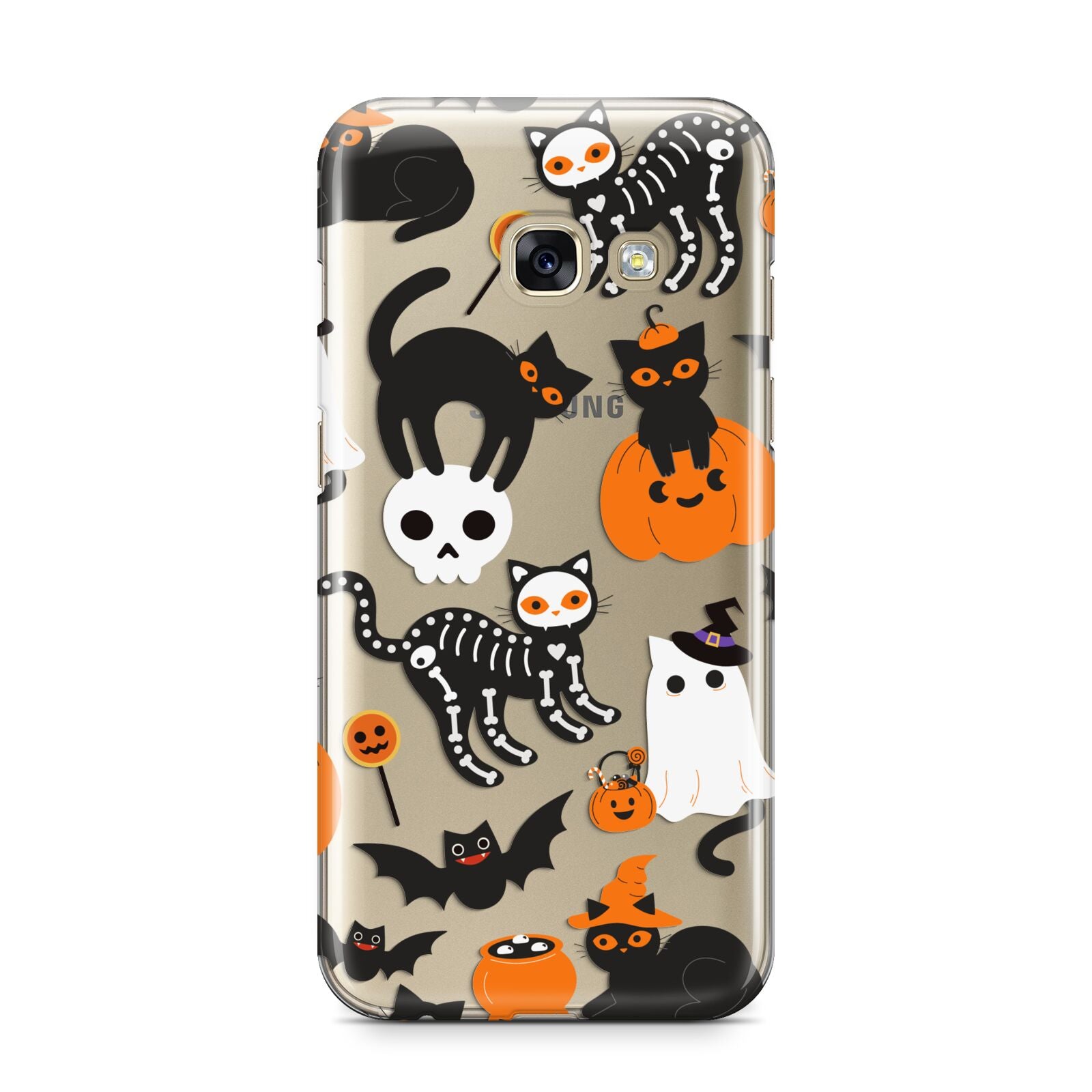 Halloween Cats Samsung Galaxy A3 2017 Case on gold phone