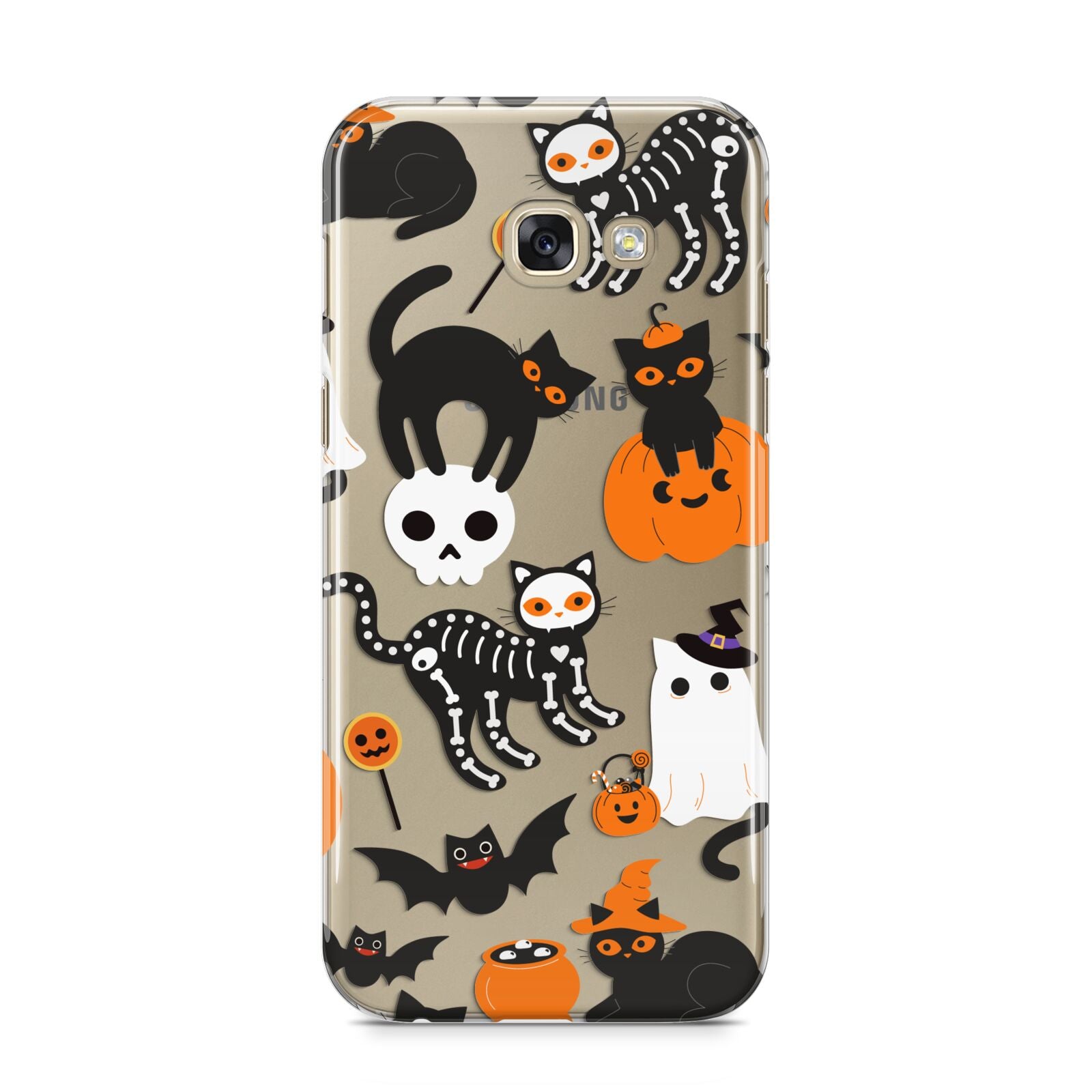 Halloween Cats Samsung Galaxy A5 2017 Case on gold phone
