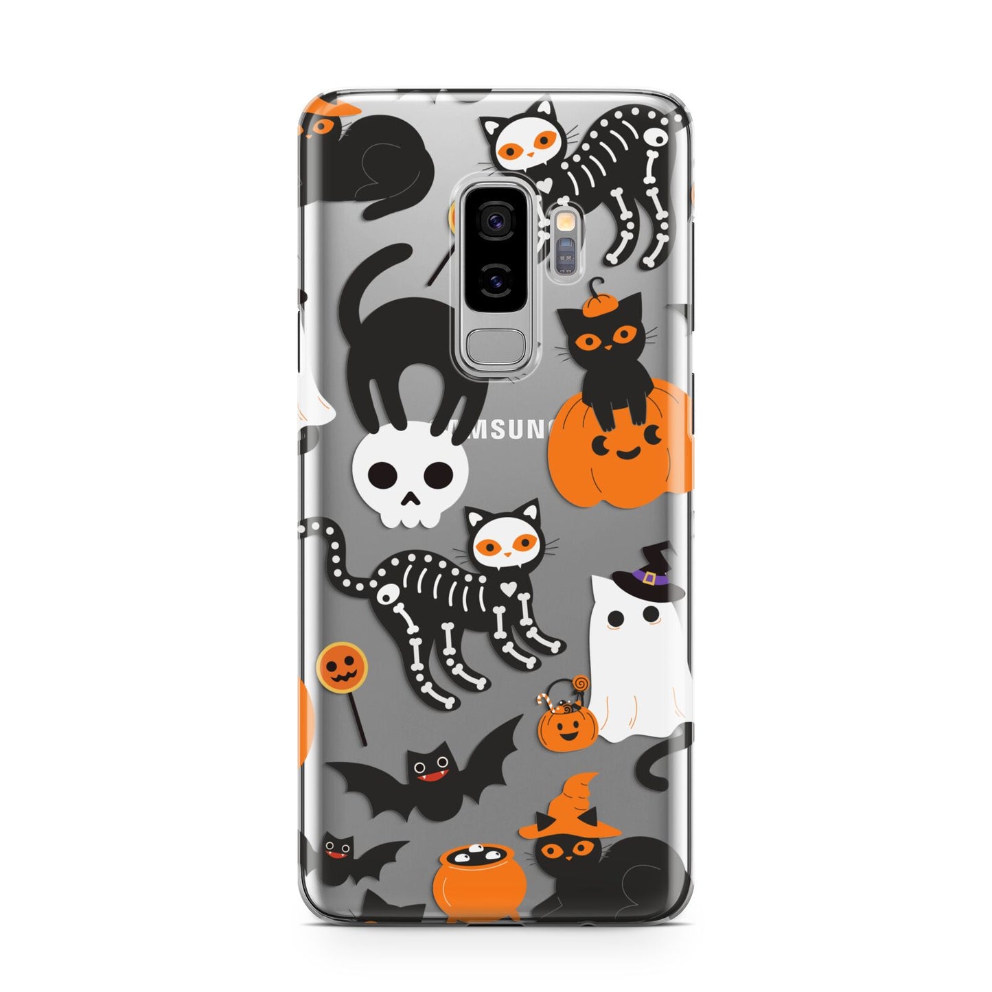 Halloween Cats Samsung Galaxy S9 Plus Case on Silver phone