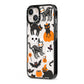 Halloween Cats iPhone 13 Black Impact Case Side Angle on Silver phone