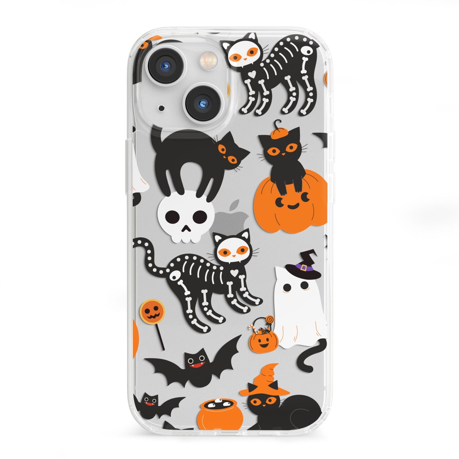 Halloween Cats iPhone 13 Mini Clear Bumper Case