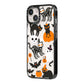 Halloween Cats iPhone 14 Black Impact Case Side Angle on Silver phone