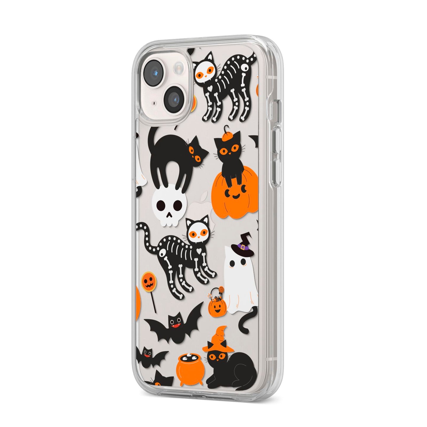 Halloween Cats iPhone 14 Plus Clear Tough Case Starlight Angled Image