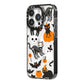 Halloween Cats iPhone 14 Pro Black Impact Case Side Angle on Silver phone