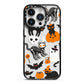 Halloween Cats iPhone 14 Pro Black Impact Case on Silver phone