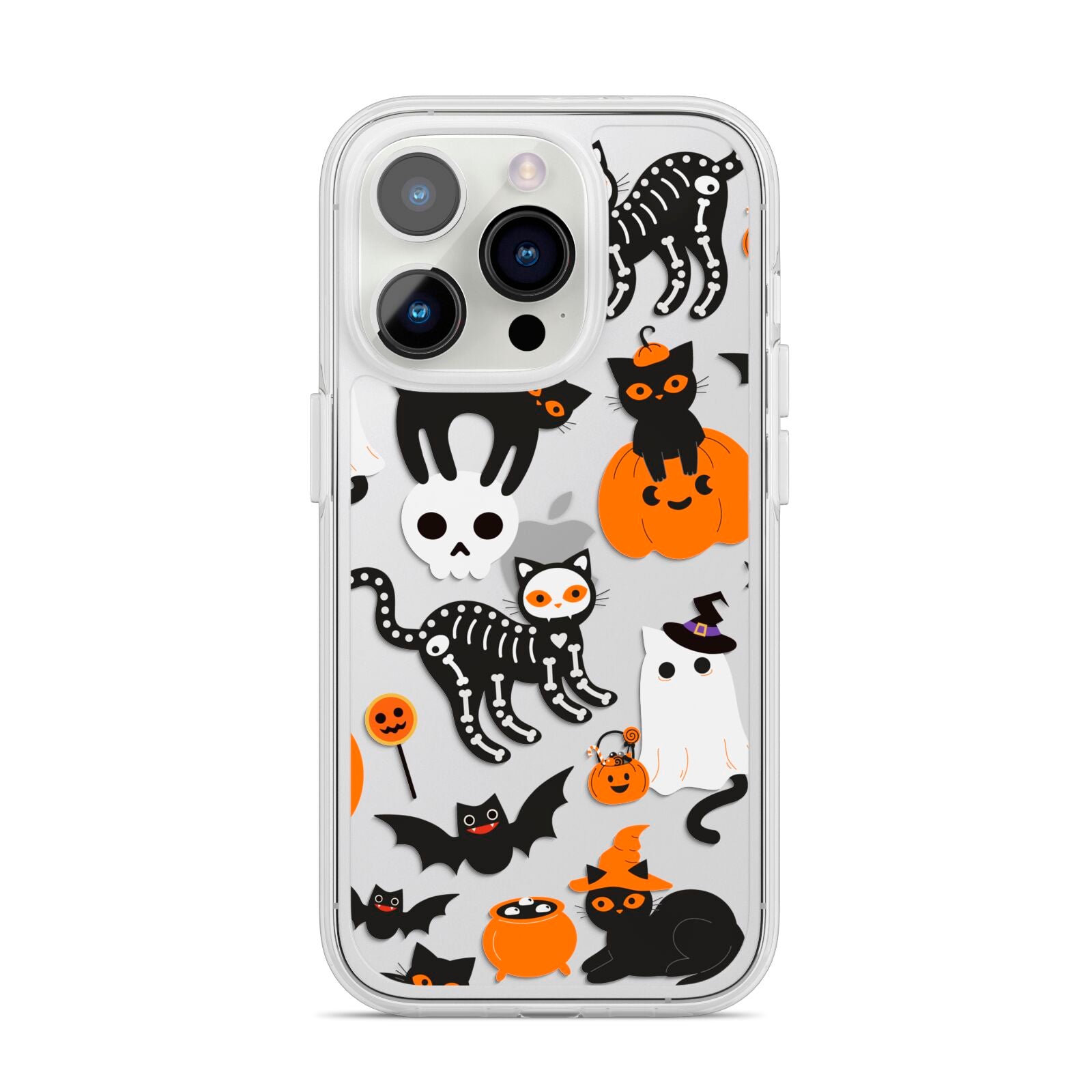 Halloween Cats iPhone 14 Pro Clear Tough Case Silver