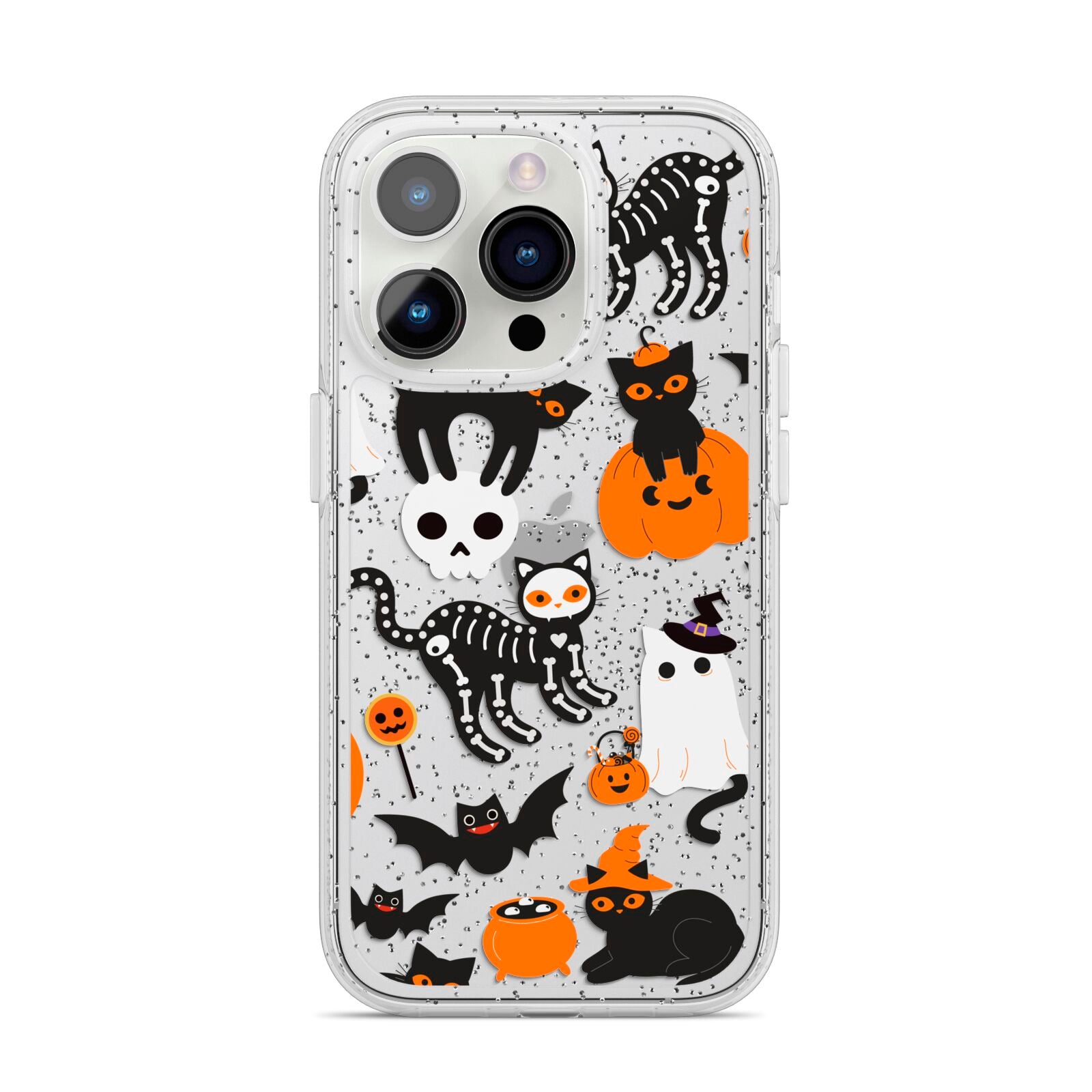 Halloween Cats iPhone 14 Pro Glitter Tough Case Silver