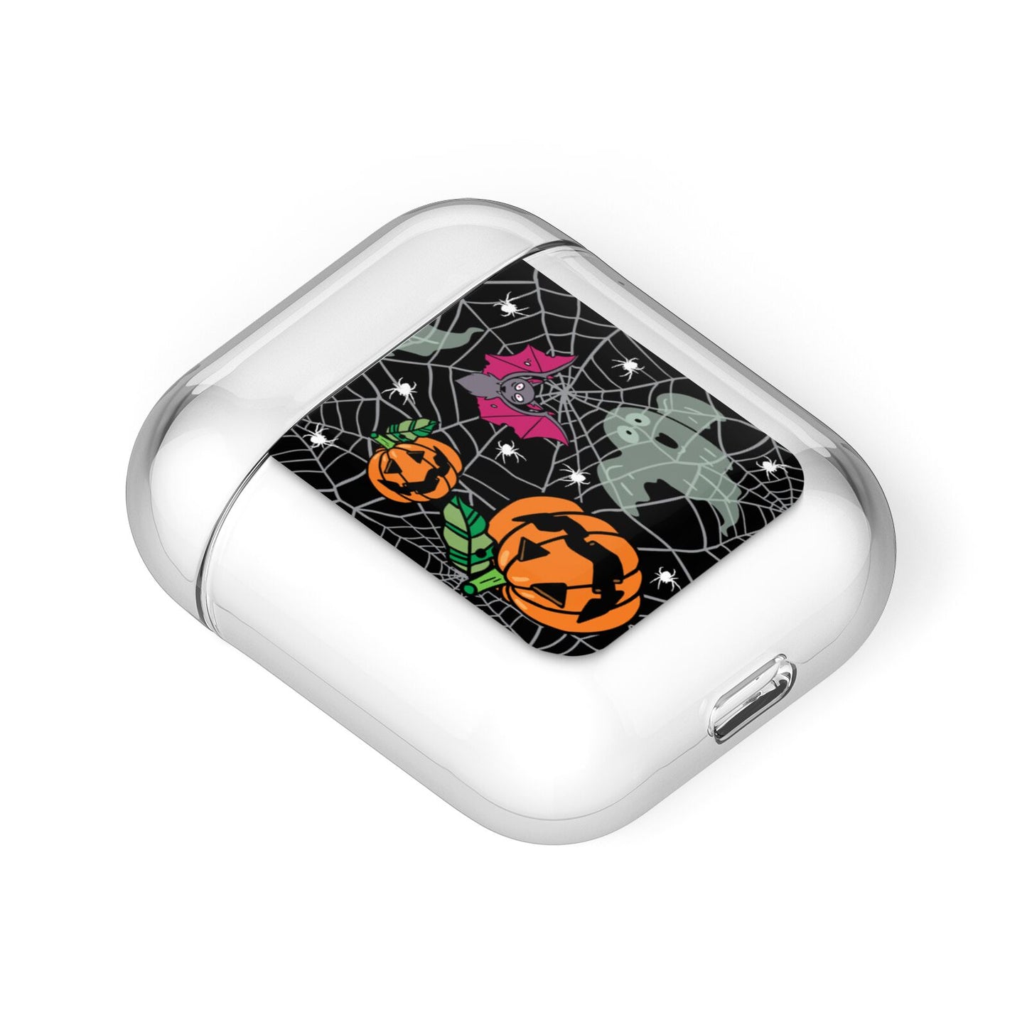 Halloween Cobwebs AirPods Case Laid Flat