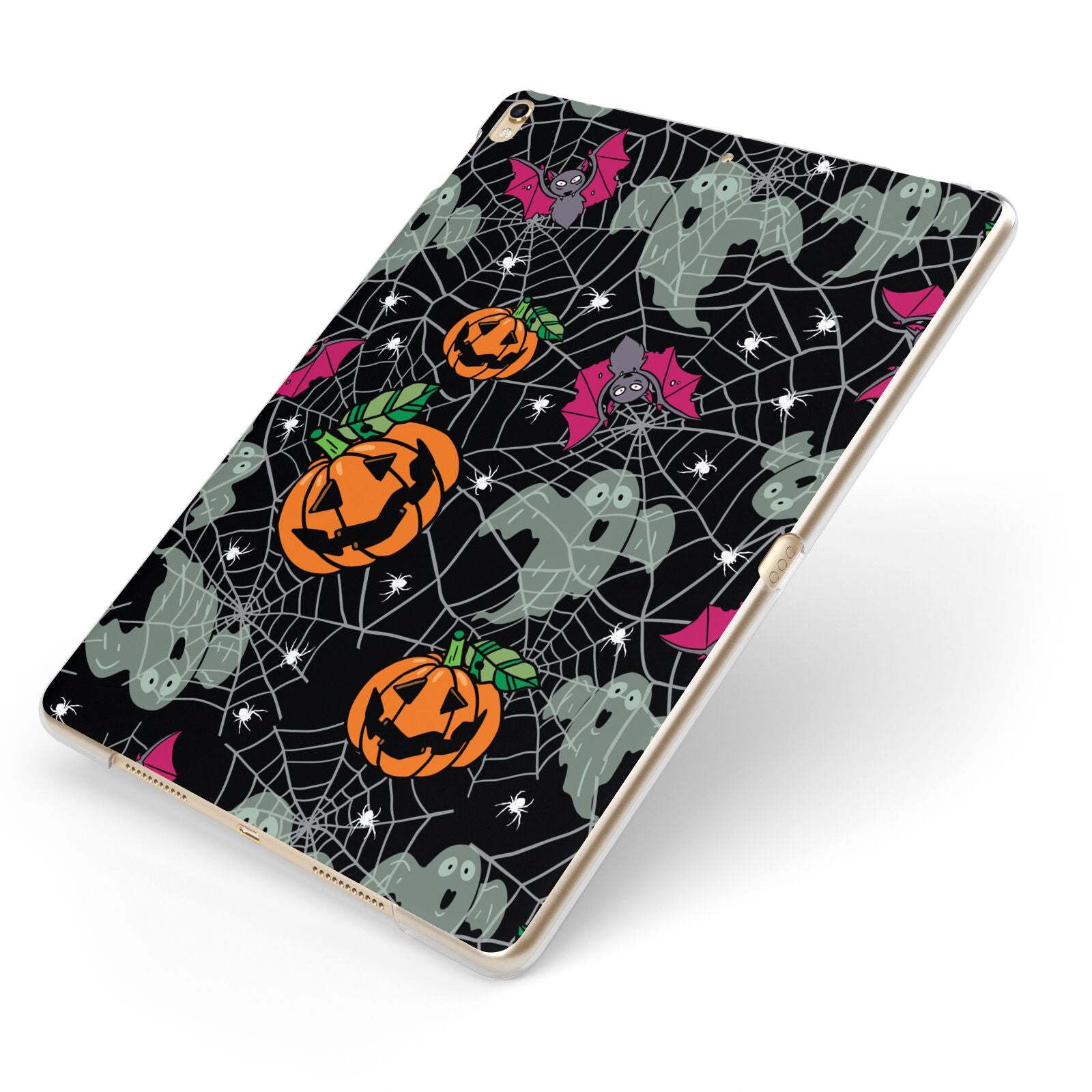 Halloween Cobwebs Apple iPad Case on Gold iPad Side View