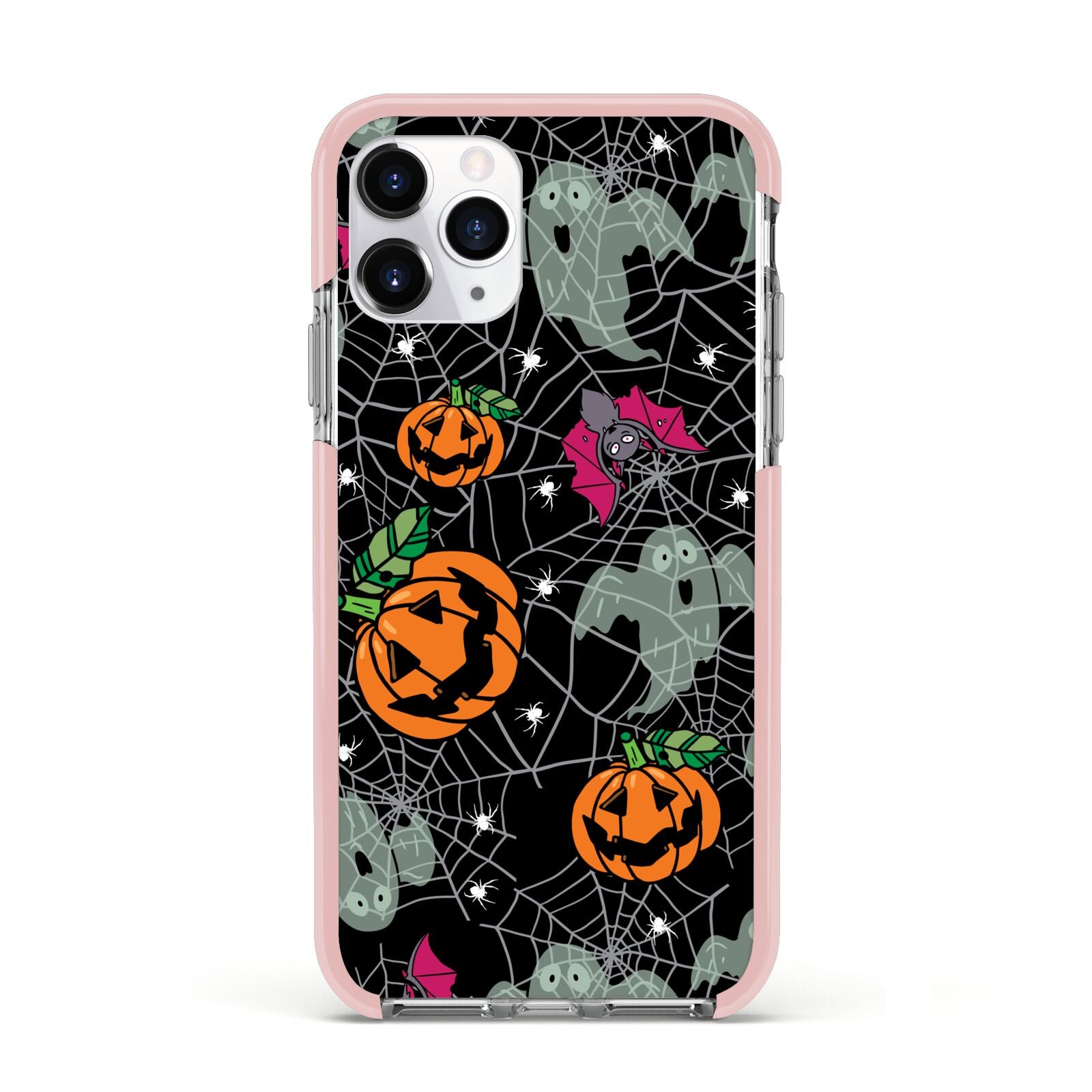 Halloween Cobwebs Apple iPhone 11 Pro in Silver with Pink Impact Case