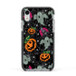 Halloween Cobwebs Apple iPhone XR Impact Case Black Edge on Silver Phone
