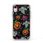 Halloween Cobwebs Apple iPhone XR Impact Case Pink Edge on Silver Phone