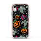 Halloween Cobwebs Apple iPhone XR Impact Case Pink Edge on Silver Phone