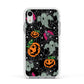 Halloween Cobwebs Apple iPhone XR Impact Case White Edge on Silver Phone