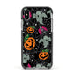 Halloween Cobwebs Apple iPhone Xs Impact Case Black Edge on Silver Phone