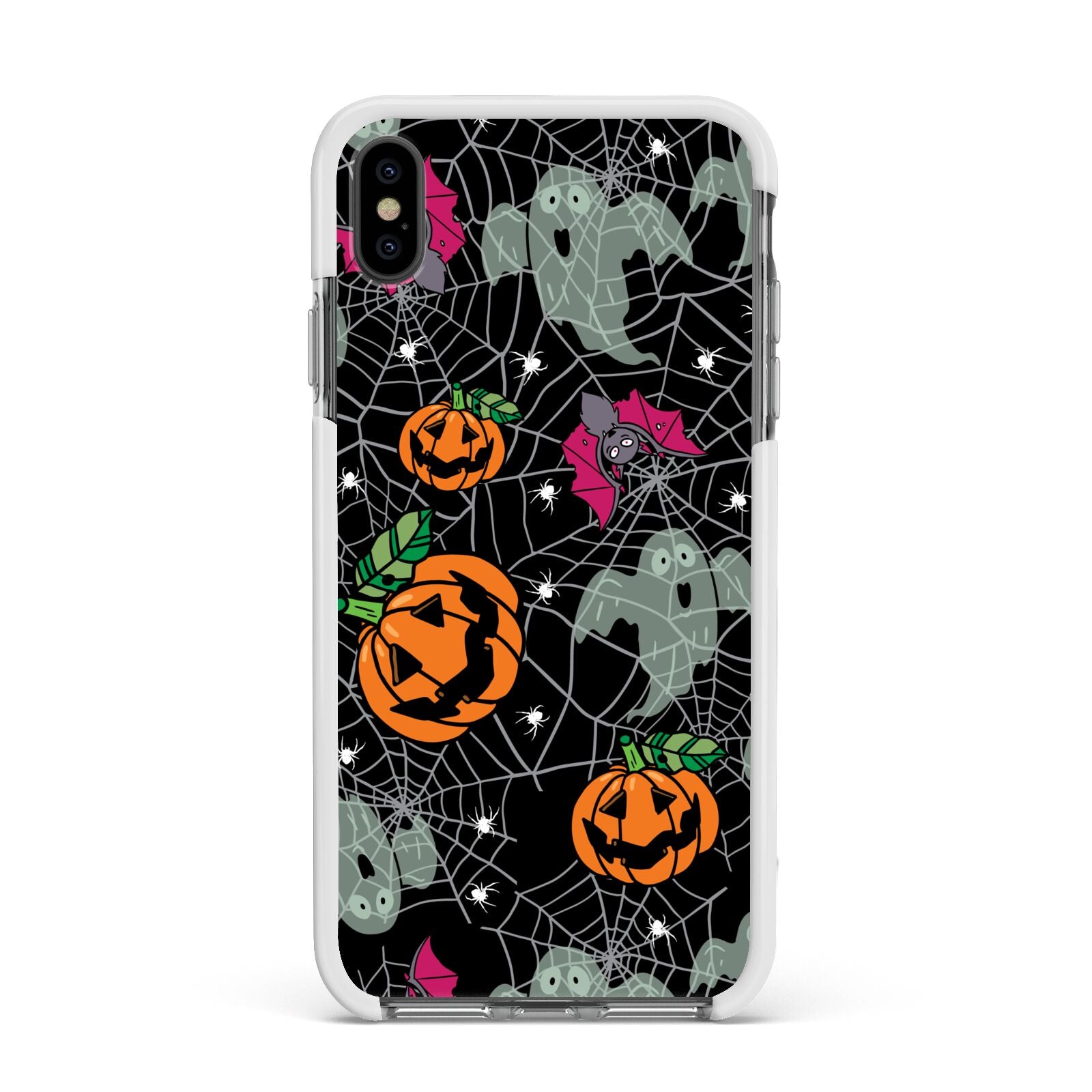 Halloween Cobwebs Apple iPhone Xs Max Impact Case White Edge on Black Phone
