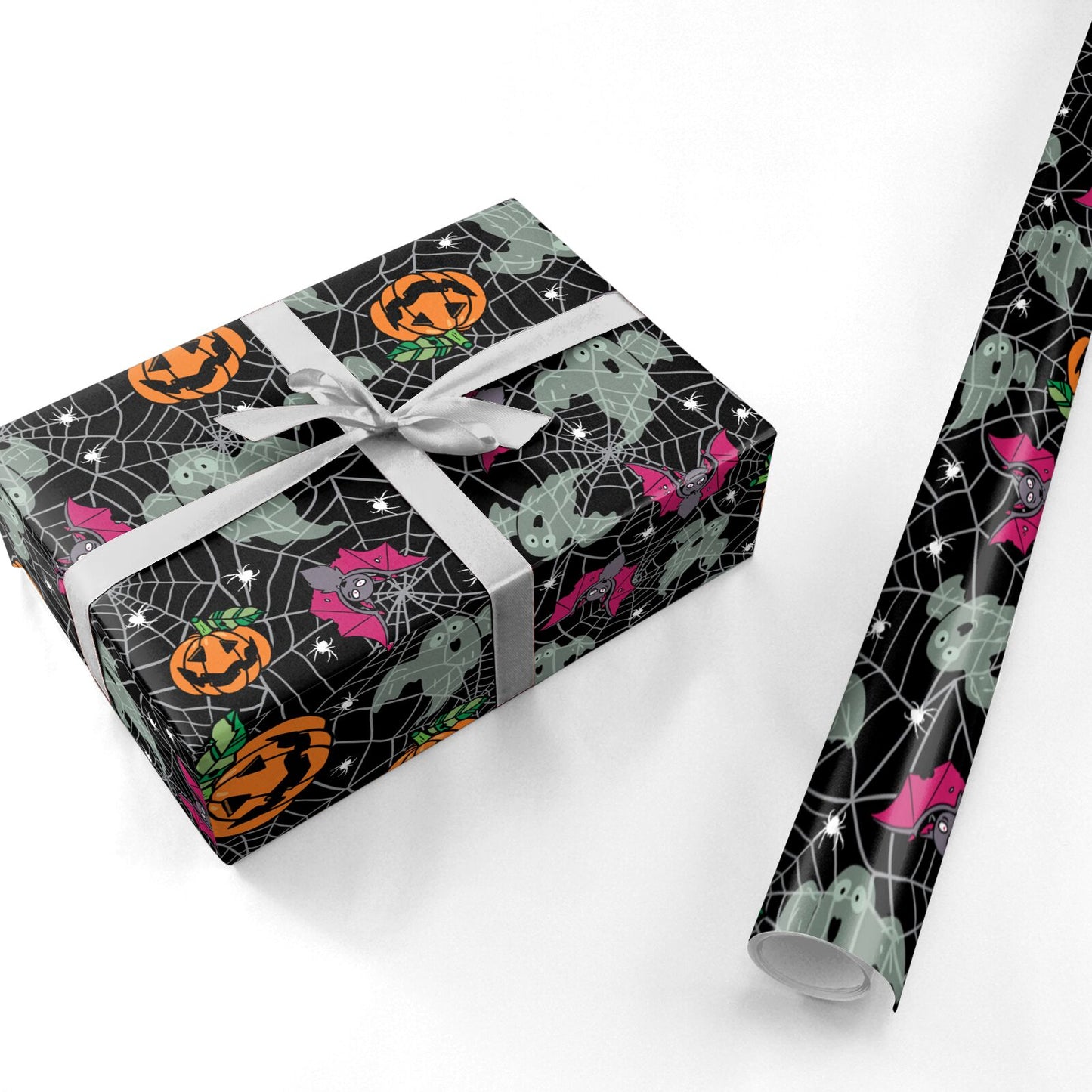 Halloween Cobwebs Personalised Wrapping Paper
