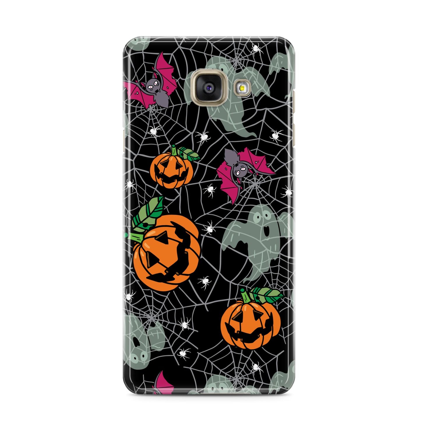 Halloween Cobwebs Samsung Galaxy A3 2016 Case on gold phone