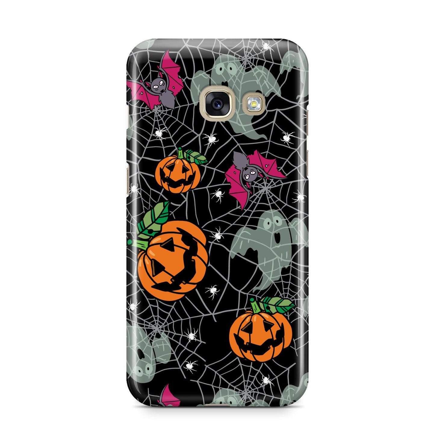 Halloween Cobwebs Samsung Galaxy A3 2017 Case on gold phone