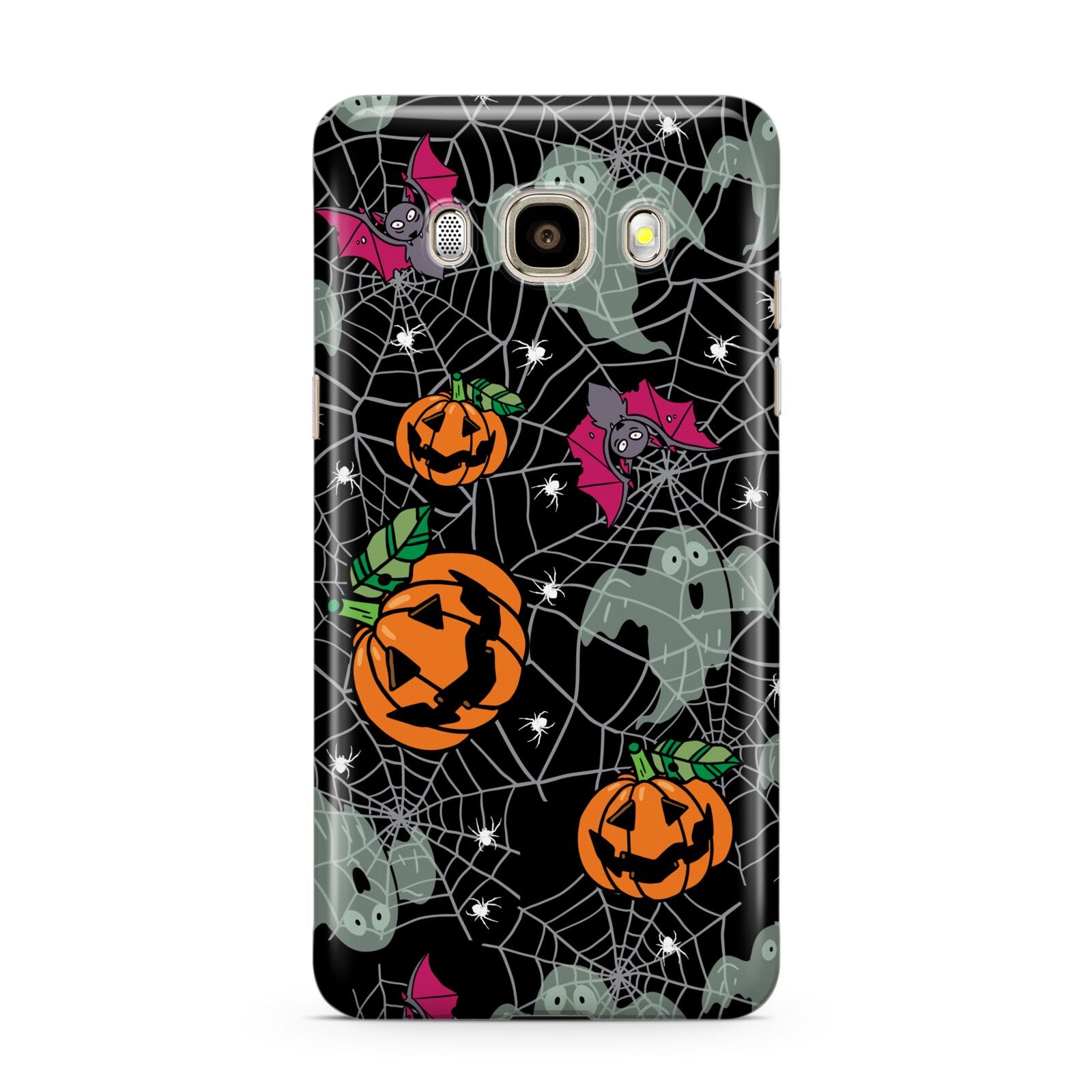 Halloween Cobwebs Samsung Galaxy J7 2016 Case on gold phone