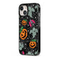 Halloween Cobwebs iPhone 13 Black Impact Case Side Angle on Silver phone