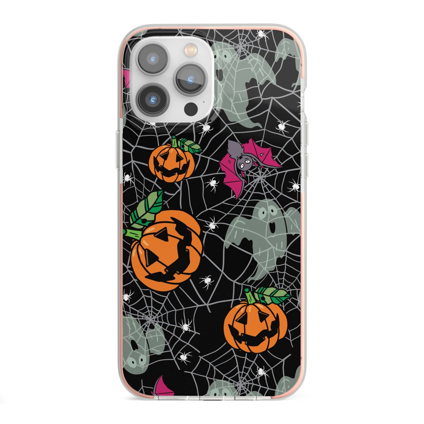 Halloween Cobwebs iPhone 13 Pro Max TPU Impact Case with Pink Edges
