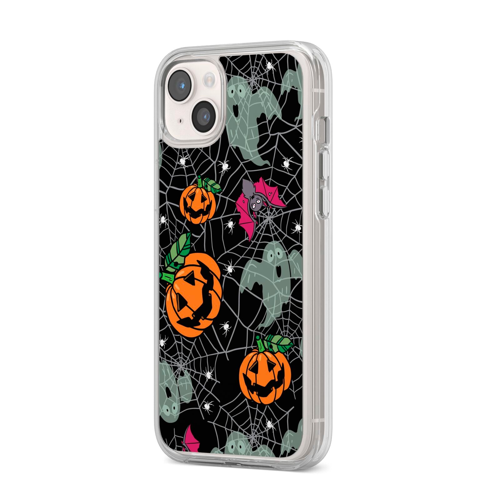 Halloween Cobwebs iPhone 14 Plus Clear Tough Case Starlight Angled Image