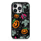 Halloween Cobwebs iPhone 14 Pro Black Impact Case on Silver phone