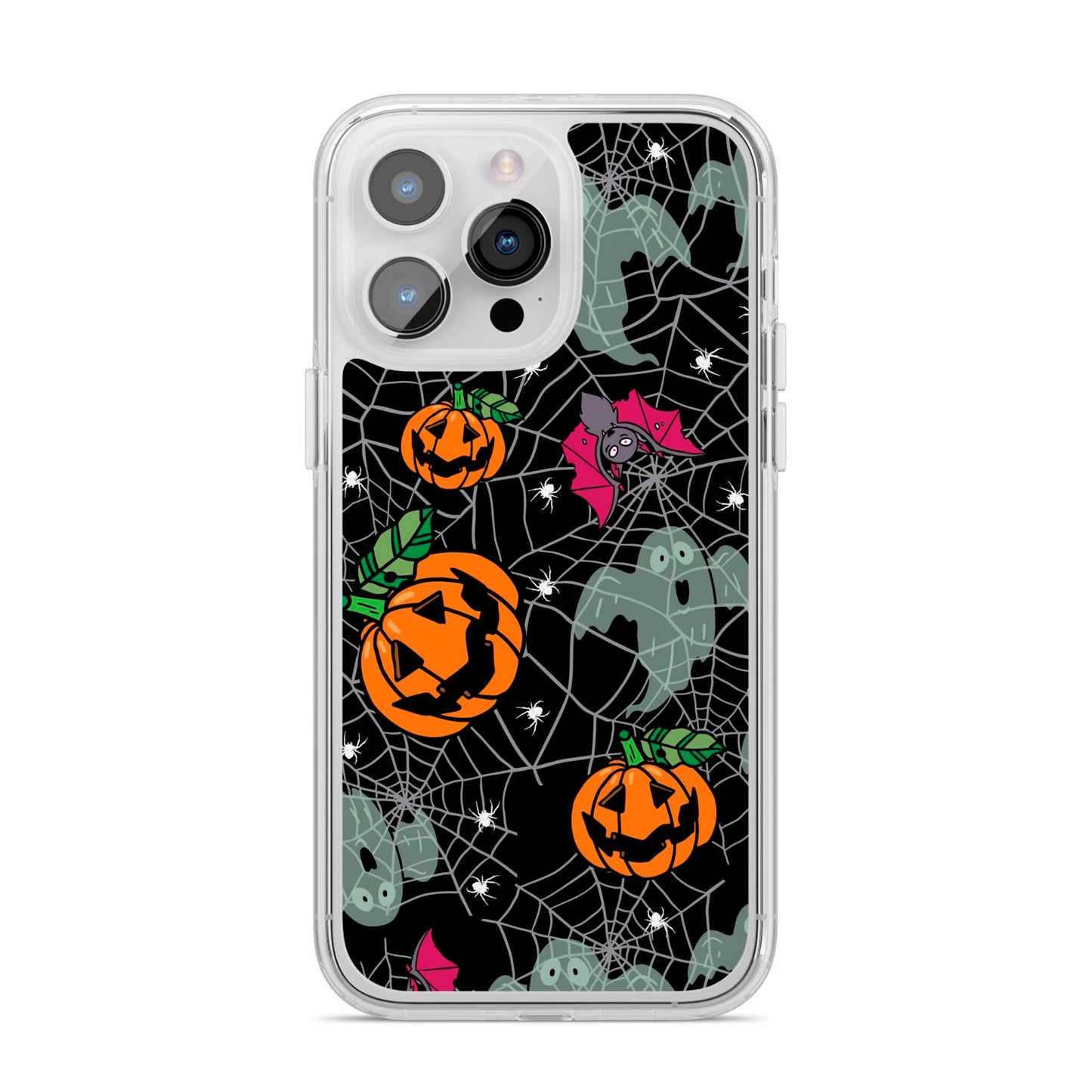 Halloween Cobwebs iPhone 14 Pro Max Clear Tough Case Silver