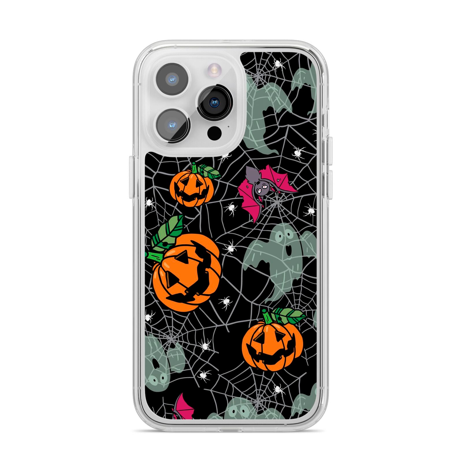 Halloween Cobwebs iPhone 14 Pro Max Clear Tough Case Silver