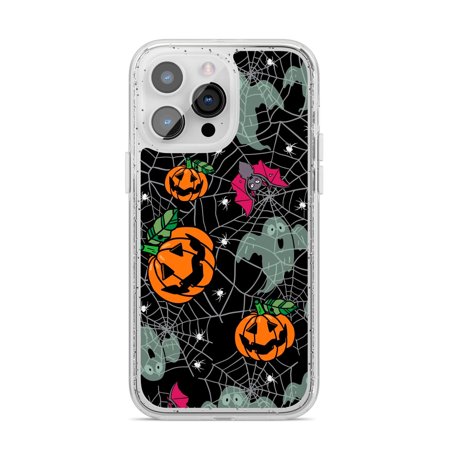 Halloween Cobwebs iPhone 14 Pro Max Glitter Tough Case Silver