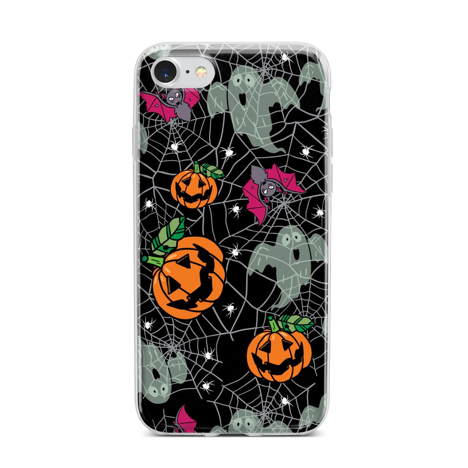 Halloween Cobwebs iPhone 7 Bumper Case on Silver iPhone