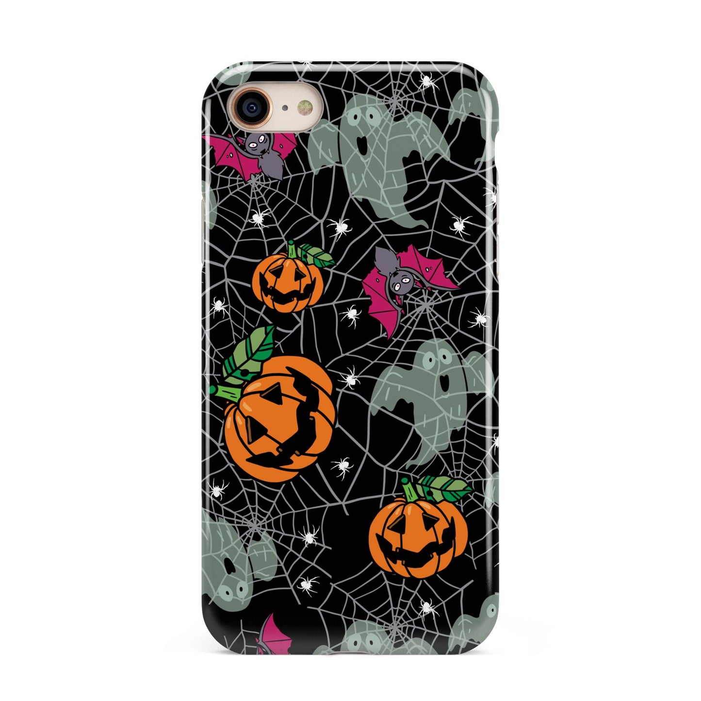 Halloween Cobwebs iPhone 8 3D Tough Case on Gold Phone
