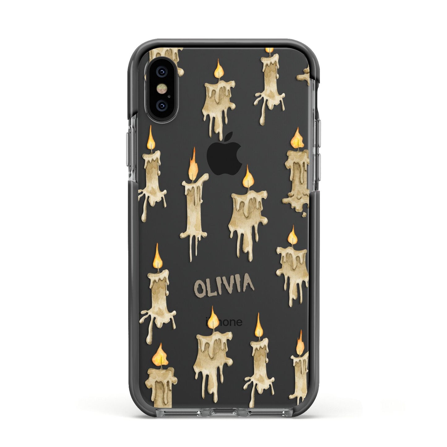 Halloween Creepy Candles Custom Apple iPhone Xs Impact Case Black Edge on Black Phone