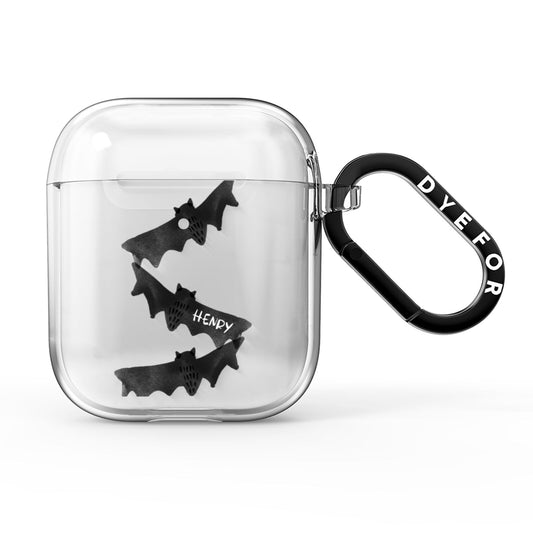 Halloween Custom Black Bats AirPods Clear Case