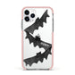 Halloween Custom Black Bats Apple iPhone 11 Pro in Silver with Pink Impact Case