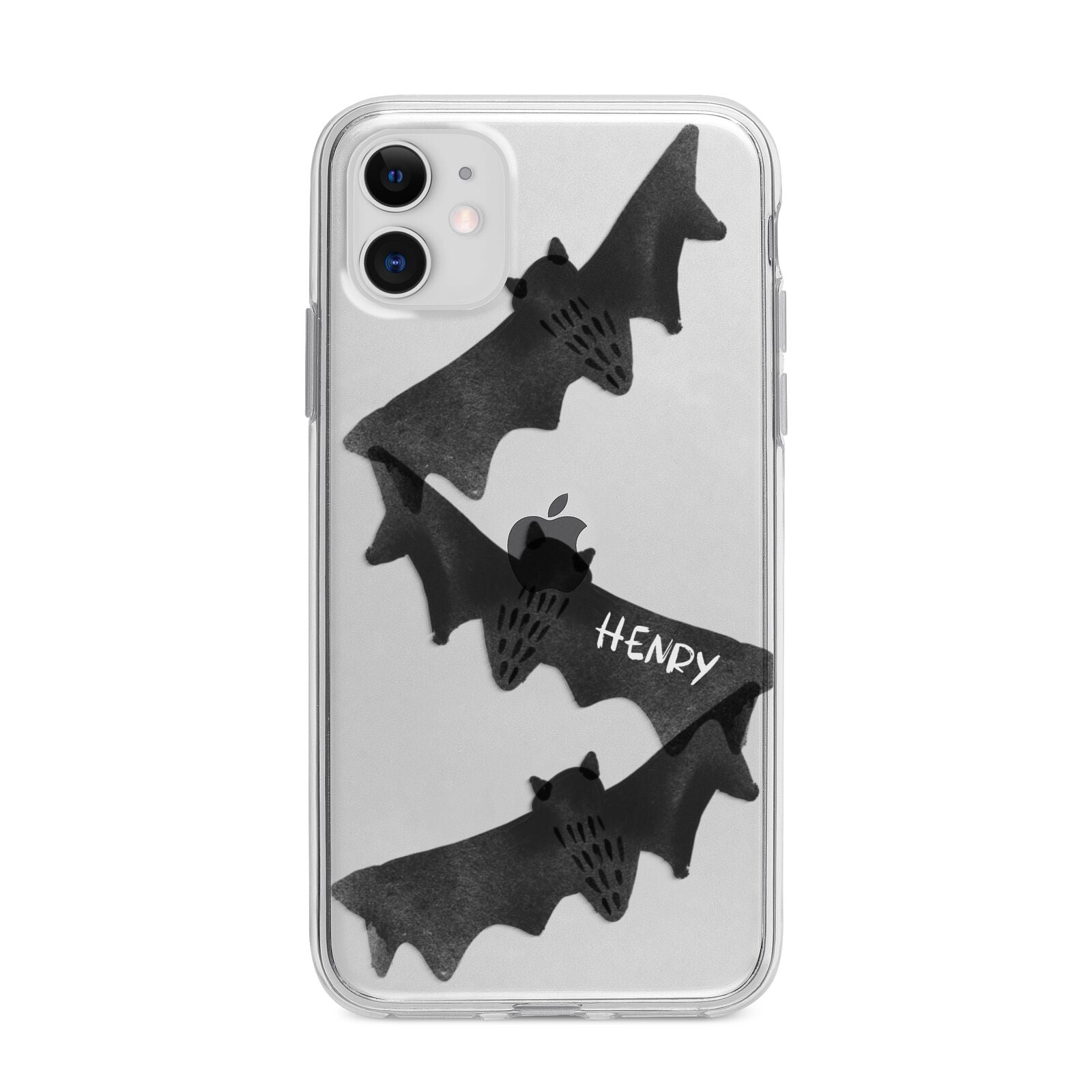 Halloween Custom Black Bats Apple iPhone 11 in White with Bumper Case
