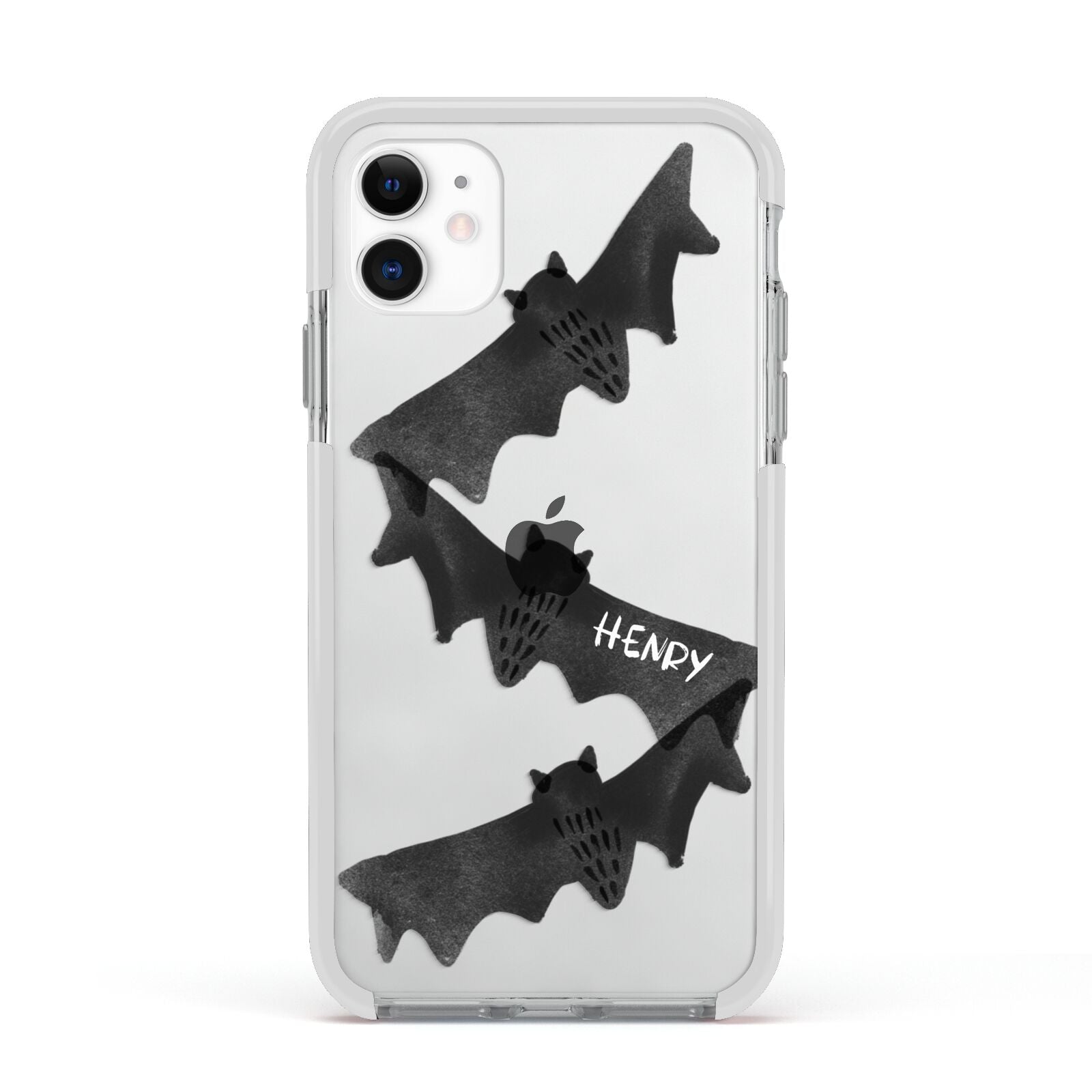 Halloween Custom Black Bats Apple iPhone 11 in White with White Impact Case