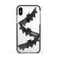 Halloween Custom Black Bats Apple iPhone Xs Impact Case Black Edge on Silver Phone